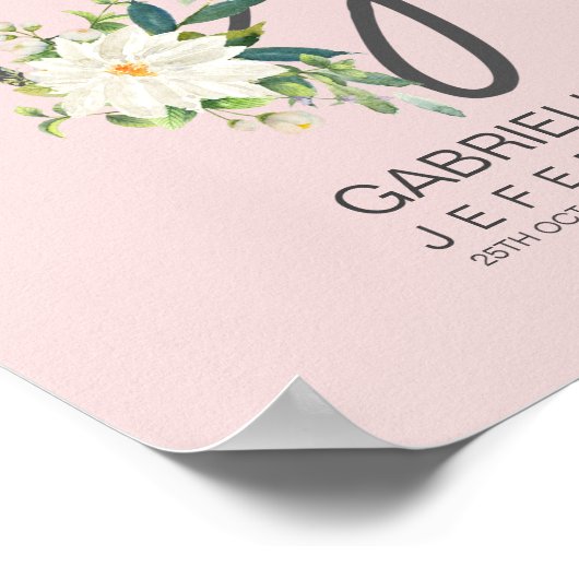 G Letter Monogram Blush Floral Decor ポスター (角)