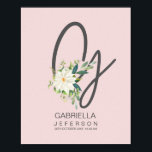 G Letter Monogram Blush Floral Decor ポスター<br><div class="desc">Flower Letter Poster,  New Baby Girl Gift,  Personalized Initial,  Floral Initial Wall Art,   Initial Nursery Poster,  A Nice Gift for a Newborn,  a Child's Birthday</div>