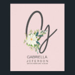 G Letter Monogram Blush Floral Decor ポスター<br><div class="desc">Flower Letter Poster,  New Baby Girl Gift,  Personalized Initial,  Floral Initial Wall Art,   Initial Nursery Poster,  A Nice Gift for a Newborn,  a Child's Birthday</div>