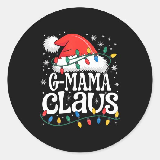 G-mama Claus Funny Xmas Christmas Grandma Holiday  ラウンドシール (正面)