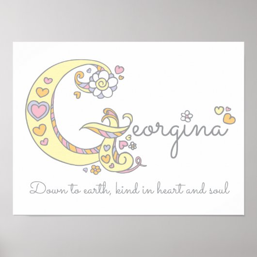 G monogram art Georgina girls name meaning poster ポスター (正面)