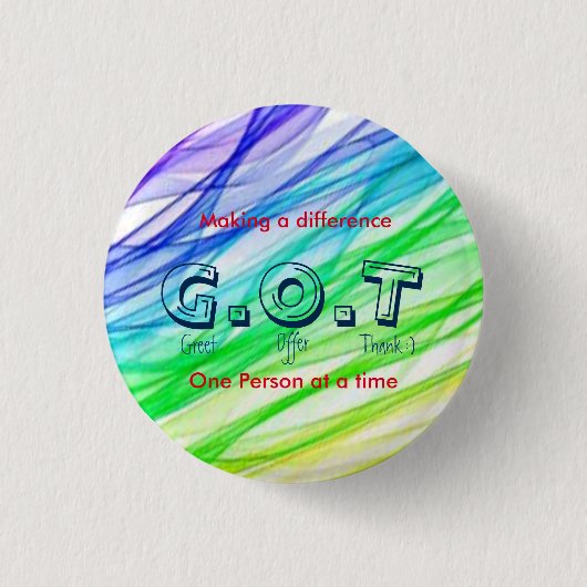 "G.O.T"のカスタマーサービスか。 缶バッジ (正面)
