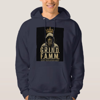 G.R.I.N.D. F.A.M.M. フード付き人物のクラウン集会 パーカ