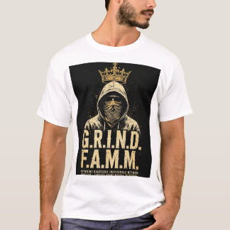 G.R.I.N.D. F.A.M.M. フード付き人物のクラウン集会 Tシャツ