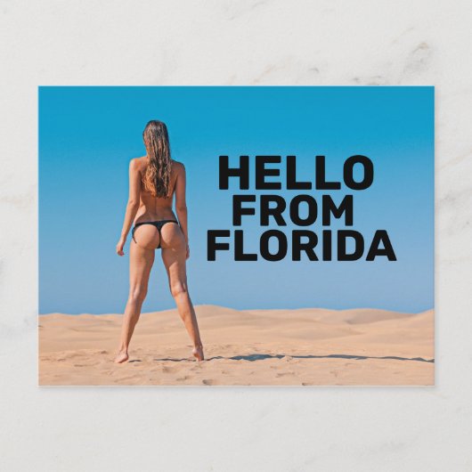 G-STRING BIKINI GIRL HELLO FROM FLORIDAポストカード ポストカード (正面)