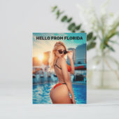 G-STRING BIKINI GIRL HELLO FROM FLORIDAポストカード ポストカード (スタンド正面)