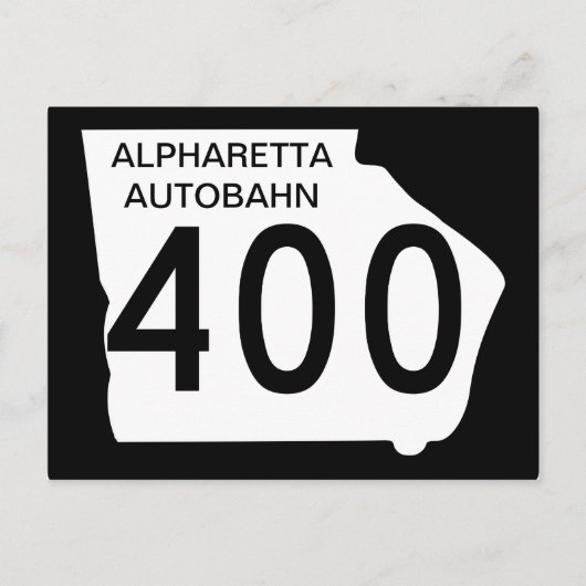 GA 400 "Alpharetta Autobahn" ポストカード (正面)