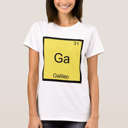 Ga - Galileo化学素おもしろい子シンボルティー Tシャツ (正面)