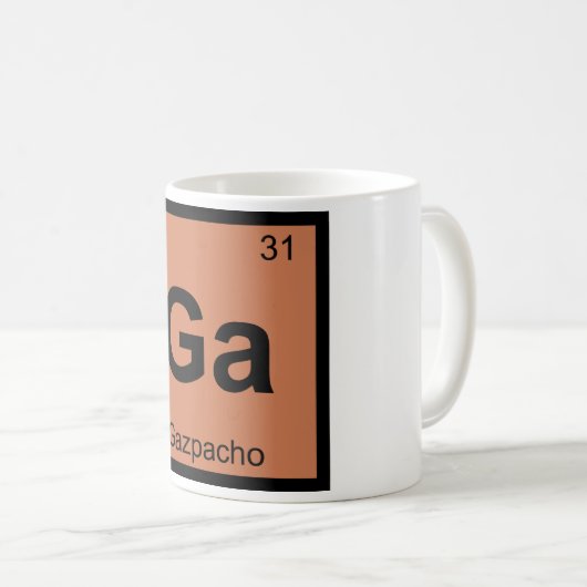 Ga - Gazpachoスープ化学周期表の記号 コーヒーマグカップ (正面右)