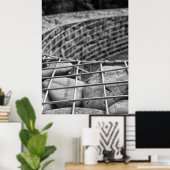 Gabion Stone Wall Close Up Black and White ポスター (ホームオフィス)