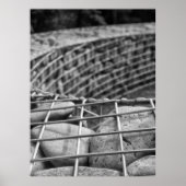 Gabion Stone Wall Close Up Black and White ポスター (正面)