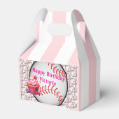 Gable Favor Box Stripe Pink and White Baseball フェイバーボックス (裏面サイド)