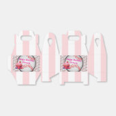 Gable Favor Box Stripe Pink and White Baseball フェイバーボックス (折り畳みなし)