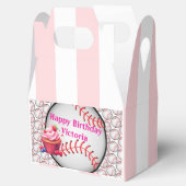 Gable Favor Box Stripe Pink and White Baseball フェイバーボックス (オープン)