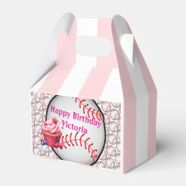 Gable Favor Box Stripe Pink and White Baseball フェイバーボックス