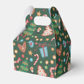 Gabled Favor Gift Box Green Christmas Pattern フェイバーボックス (裏面サイド)