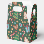 Gabled Favor Gift Box Green Christmas Pattern フェイバーボックス (オープン)