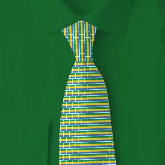 Gabon Flag Brick Pattern ネクタイ