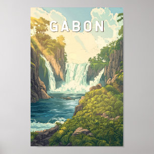 Gabon Illustration Travel Art Vintage ポスター