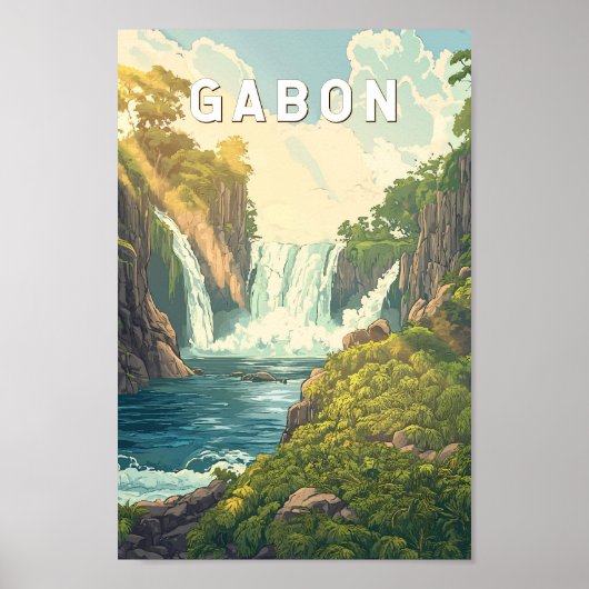 Gabon Illustration Travel Art Vintage ポスター (正面)
