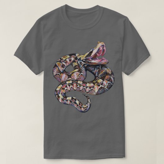 Gaboon viper snake design on white  tシャツ (デザイン正面)