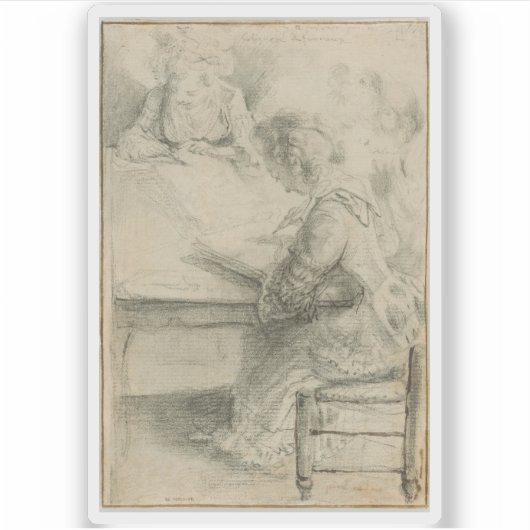 Gabriel J. de St-Aubin:3人の若い女性のスケッチ シール (正面)