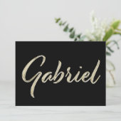 Gabriel Name white gold Handwriting Karte カード (スタンド正面)