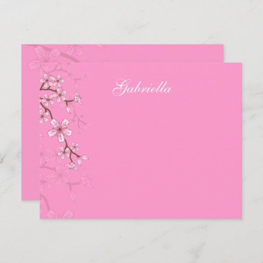 Gabriellaのピンクの花バルミツワーは感謝していしています ノートカード (正面/裏面)