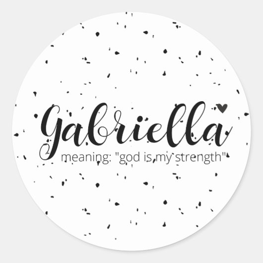 GABRIELLAの名前は黒ミニマル女モダンの子を意味 ラウンドシール (正面)