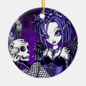 "Gabriella"のゴシック様式スカルの天使のオーナメント セラミックオーナメント (正面)