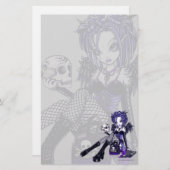 "Gabriella"のゴシック様式青いスカルの天使の芸術の文房具 便箋 (正面/裏面)