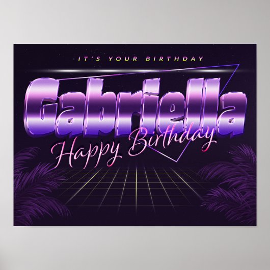 Gabriella Name Vorname retro Poster Geburtstag ポスター (正面)