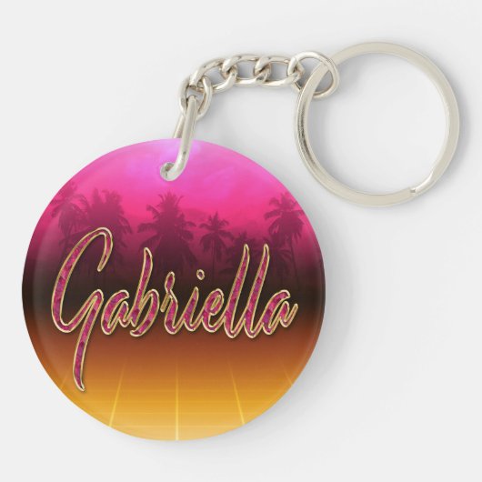 Gabriella Vorname Name pink Schlüsselanhänger キーホルダー (裏面)