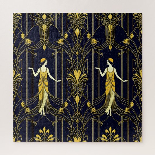 Gabsy gold and black decorative pattern ジグソーパズル (縦)