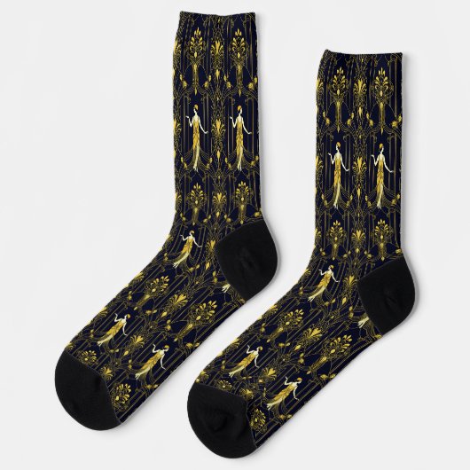 Gabsy gold and black decorative pattern ソックス (左)