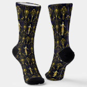 Gabsy gold and black decorative pattern ソックス (傾斜あり)