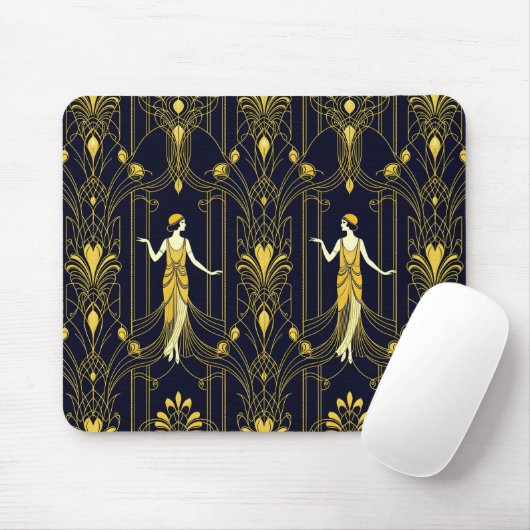 Gabsy gold and black decorative pattern マウスパッド (マウス)