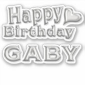 Gaby Happy Birthday silver Aufkleber Sticker シール (正面)
