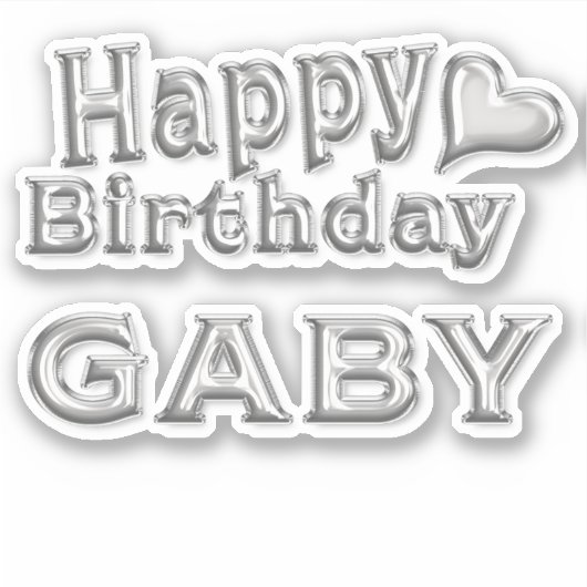Gaby Happy Birthday silver Aufkleber Sticker シール (正面)