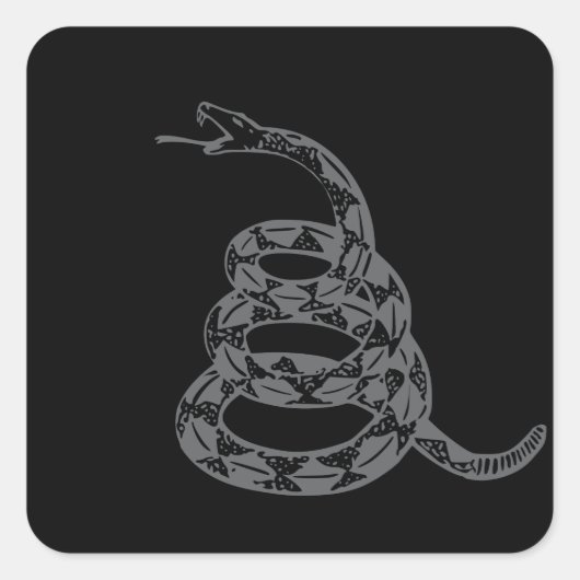 Gadsdenフラグ Don't Tread on Me グレー スクエアシール (正面)