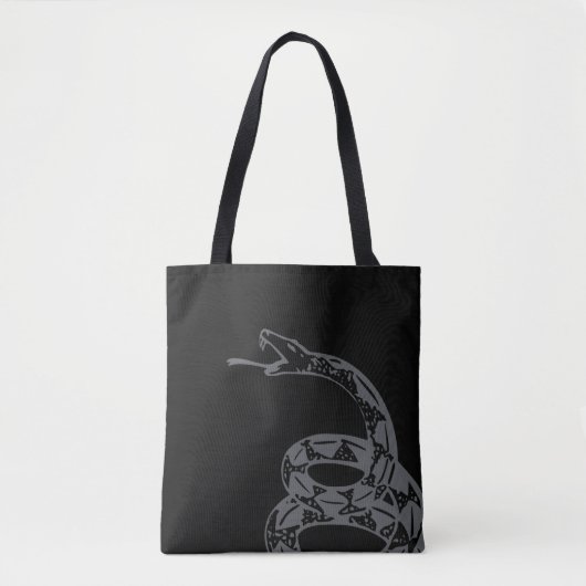 Gadsden Flag Don't Tread on Me グレー トートバッグ (正面)