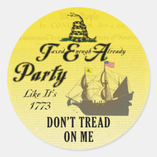 Gadsden - Tea パーティーLike It's 1773シール ラウンドシール