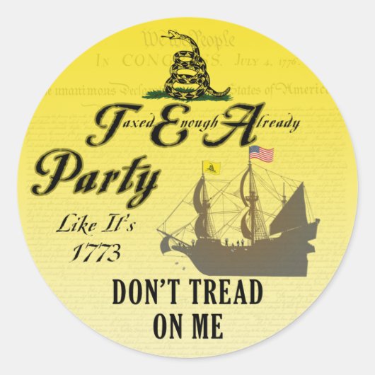 Gadsden - Tea パーティーLike It's 1773シール ラウンドシール (正面)