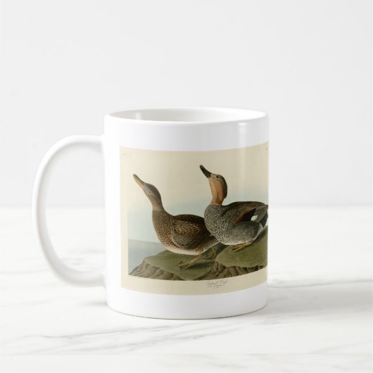 Gadwall Duck - John Audubon's Birds of America コーヒーマグカップ (左)