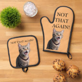 Gagおもしろいギフトパーソナライズキャットフォト編集文字 鍋つかみ&鍋敷きセット (トップダウン)