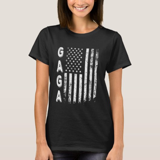 Gaga America Flag Mother's Day 4th of July Women X Tシャツ (正面)