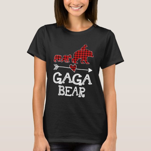 Gaga Bear  Red Buffalo Plaid Gaga Bear Pajama Tシャツ (正面)