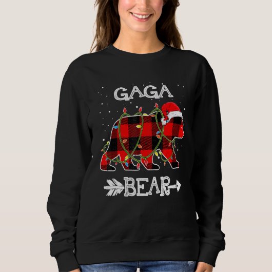 Gaga Bear Red Buffalo Plaid Mom Bear Pajama スウェットシャツ (正面)