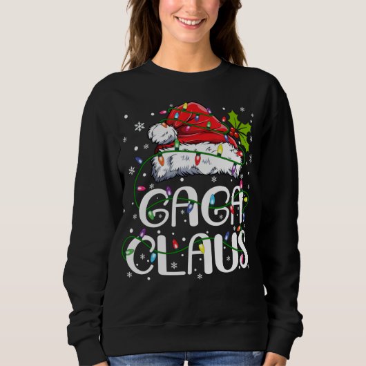 Gaga Claus Christmas Lights Pajama Family Matching スウェットシャツ (正面)