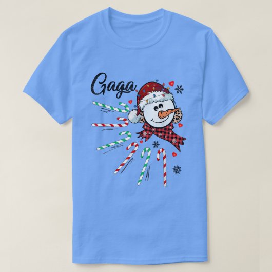 Gaga Snowman Candy Cane Christmas Xmas Funny Tシャツ (デザイン正面)
